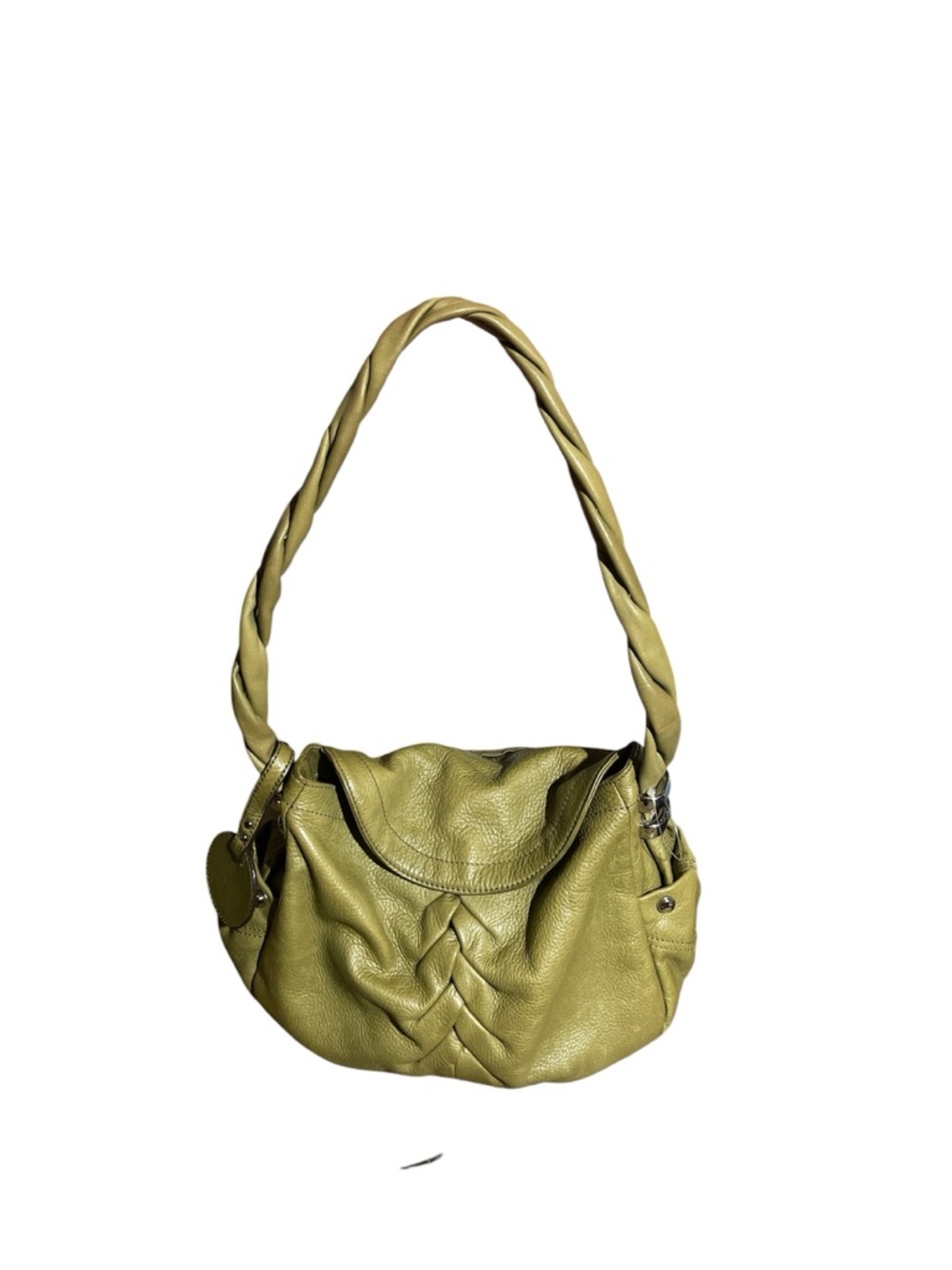 b. makowsky Olive Green Braided-Handle Shoulder Bag